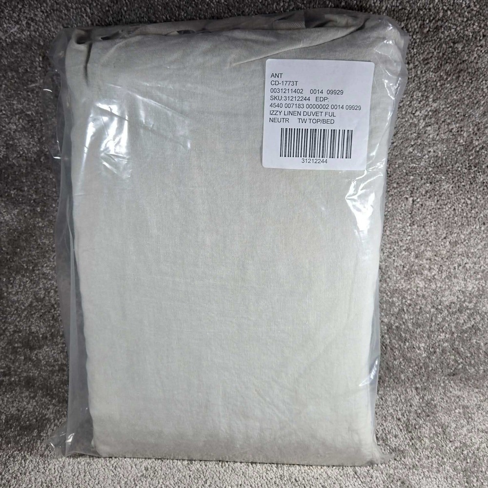 Anthropologie Izzy Duvet Cover Neutral Linen Full/Queen Bedding Beige